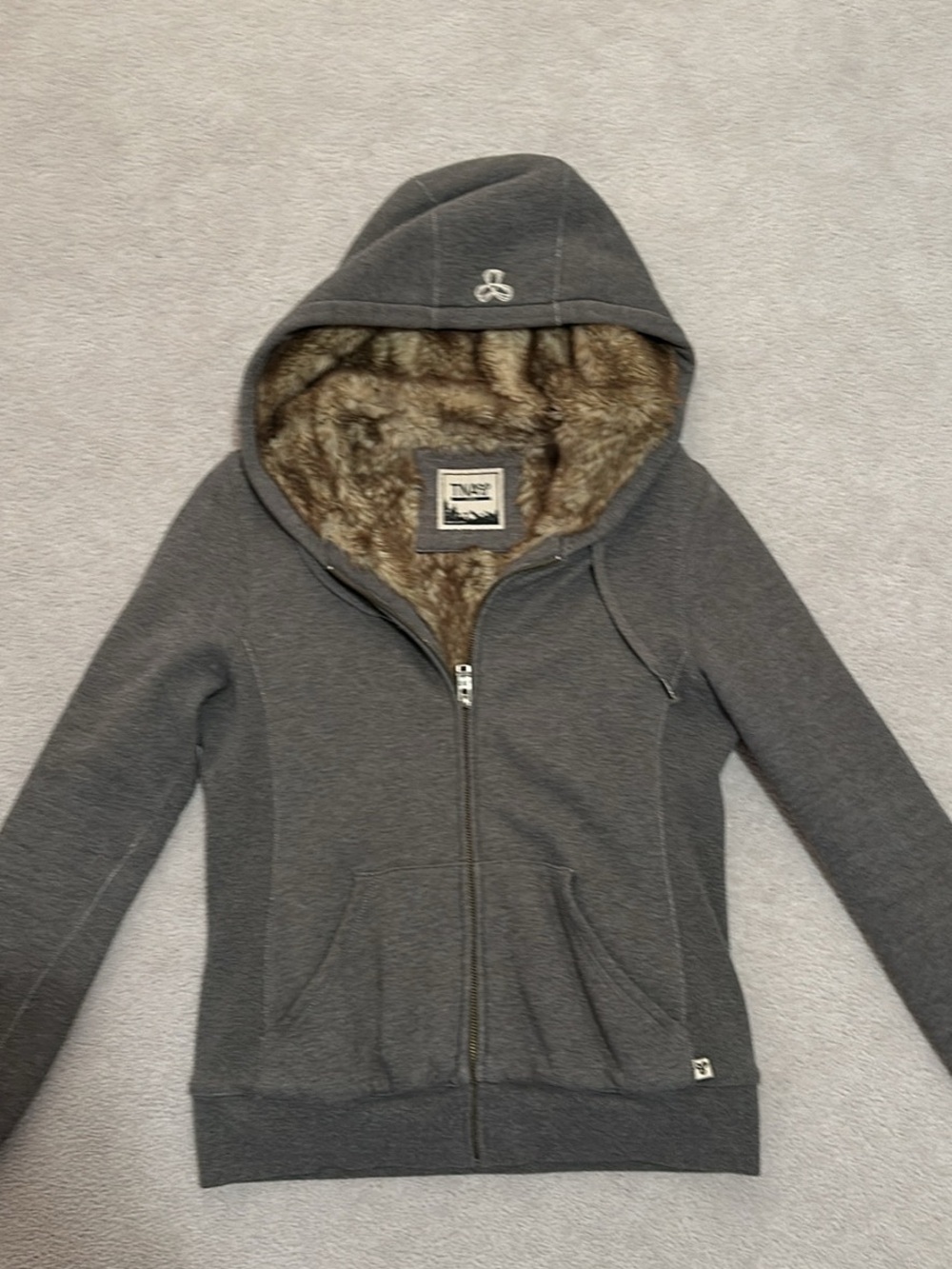 TNA Dark Charcoal Zip Hoodie with Faux-Fur Lining
